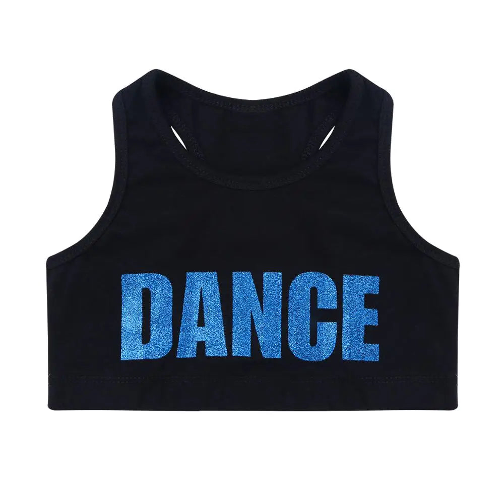 Kids Sets Sleeveless Shiny Letters