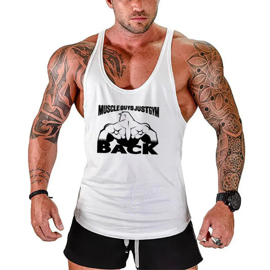 Muscle guys back cotton tank top sleeveless