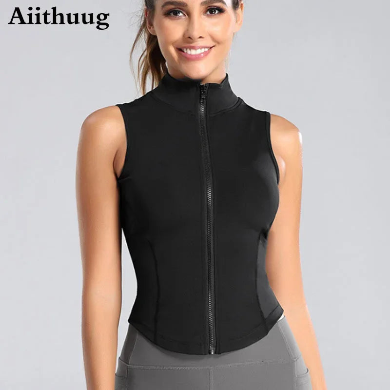 High Neck yoga Top Jacket Sleeveless