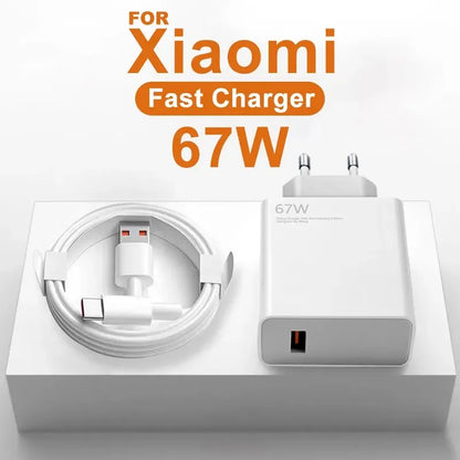 Super Fast Charger For Xiaomi Original 67W POCO X5 X4 Pro Redmi Note 9 10 11 Charging