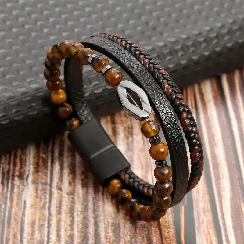 Men's Leather Bracelet New Style Multi-layer