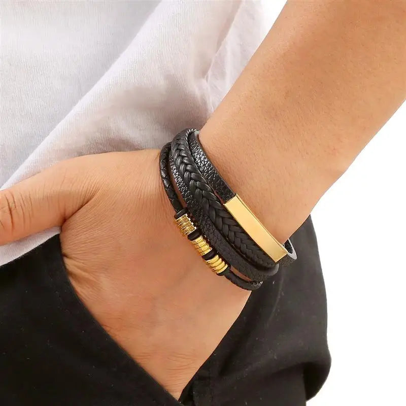 Men's Leather Bracelet New Style Multi-layer