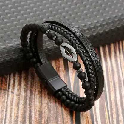 Men's Leather Bracelet New Style Multi-layer