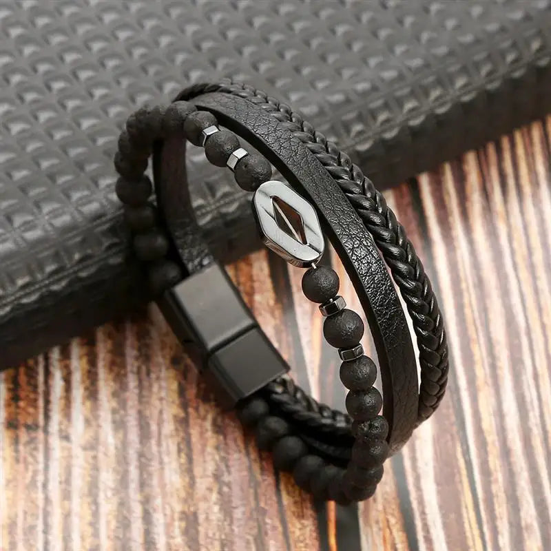 Men's Leather Bracelet New Style Multi-layer