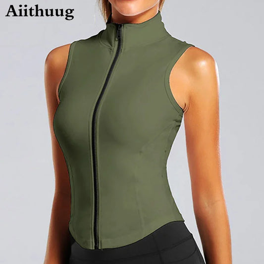 High Neck yoga Top Jacket Sleeveless